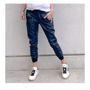 NWT Navy Blue Forever 21 faux leather joggers size M
